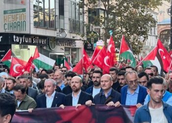 Filistin yürüyüşünde Bilal Erdoğan ile Soylu birlikte yürüdü