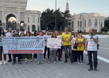 Özel sektör öğretmenlerinden İstanbul Üniversitesi önünde eylem