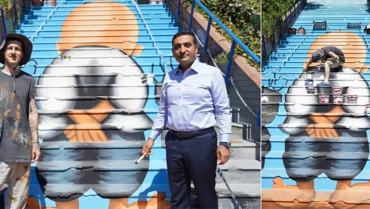 Filistin’in sembollerinden ‘Hanzala’ Cihangir merdivenlerinde