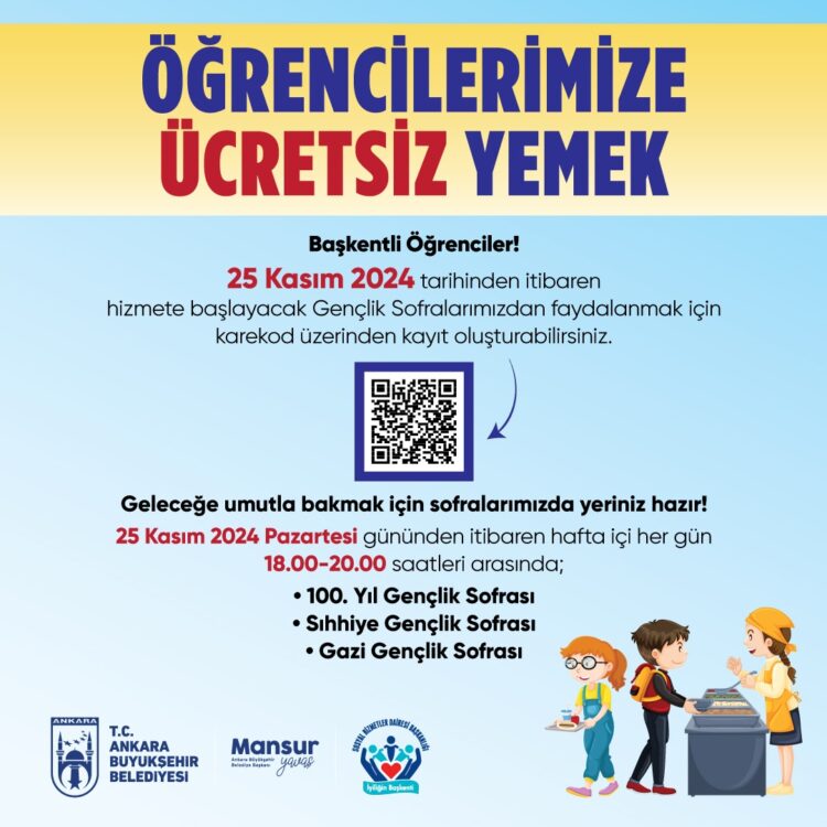Başkentli öğrenciler için Gençlik Sofraları’nda ücretsiz yemek uygulaması başlıyor