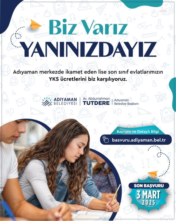 Adıyaman Belediyesi, öğrencilerin YKS ücretlerini ödeyecek