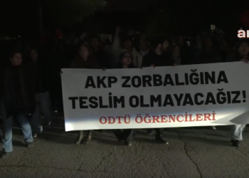 ODTÜ’de öğrenciler, İmamoğlu’na gözaltı kararını protesto ediyor