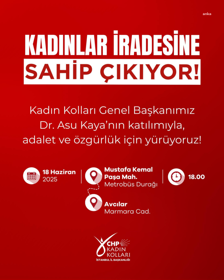 CHP Kadın Kolları’ndan “Adalet ve Özgürlük Yürüyüşü”