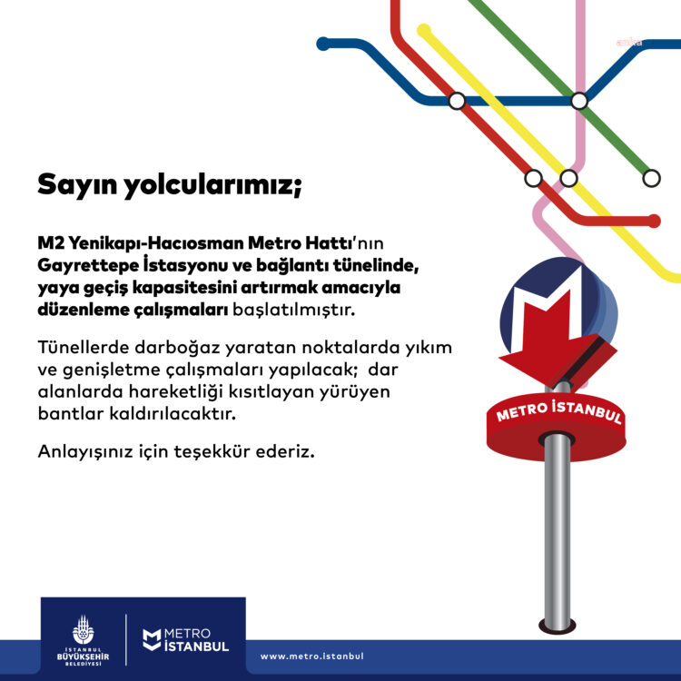 Metro İstanbul: “Yaya geçiş kapasitesini artırmak amacıyla düzenleme çalışmaları başlamıştır”