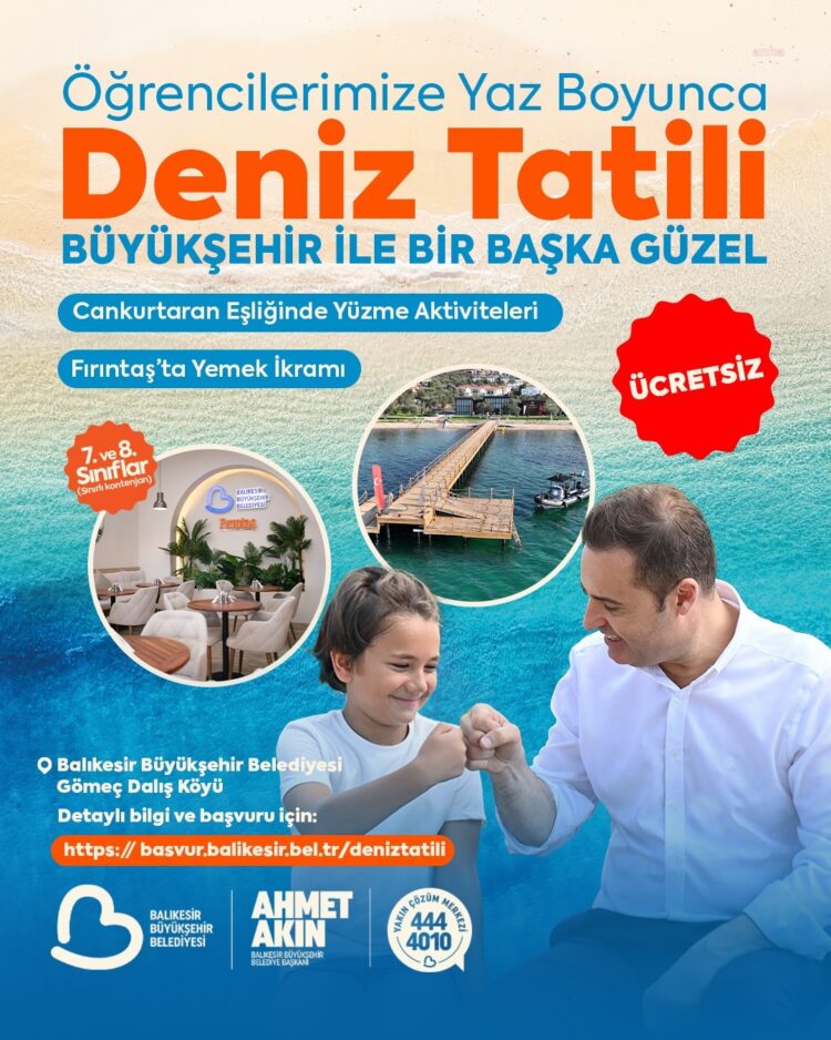 Balıkesir Büyükşehir Belediyesi’nden 7. ve 8. sınıf öğrencileri için deniz tatili