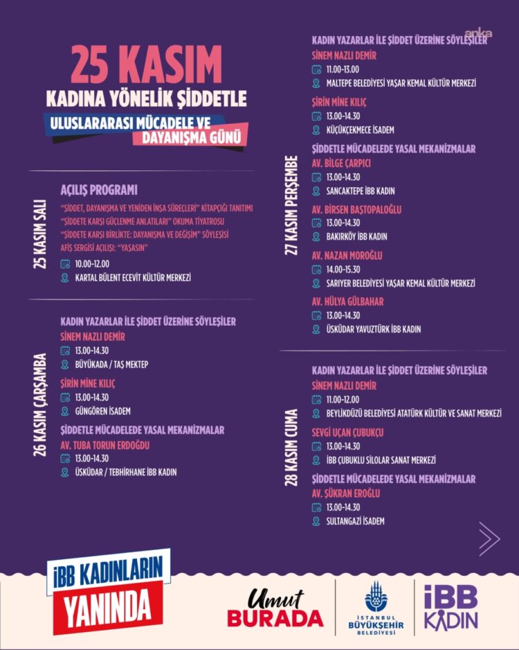 İBB’den 25 Kasım için 242 etkinlik: “Kadınların yanındayız”