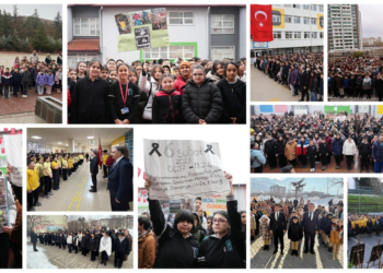 Okullarda, 6 Şubat depremlerinde hayatını kaybedenler için saygı duruşunda bulunuldu