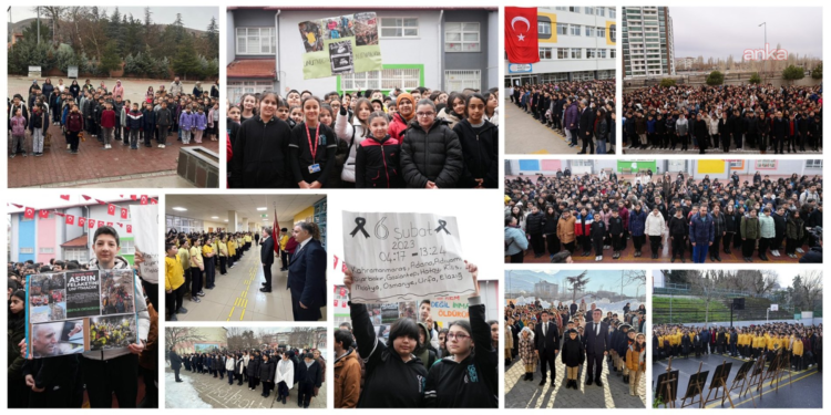 Okullarda, 6 Şubat depremlerinde hayatını kaybedenler için saygı duruşunda bulunuldu
