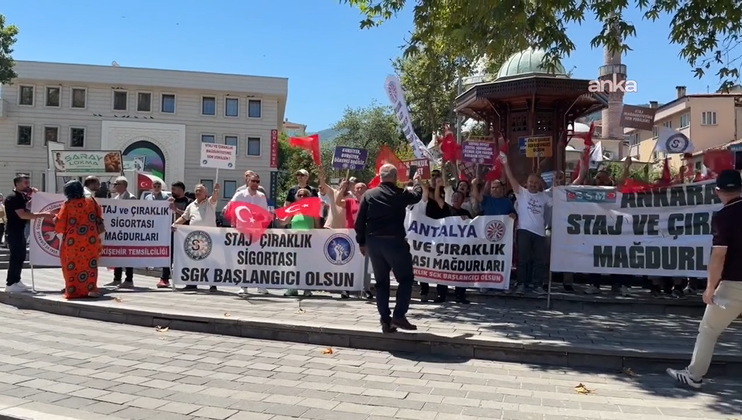 Staj ve çıraklık mağdurları Bursa’da eylem yaptı
