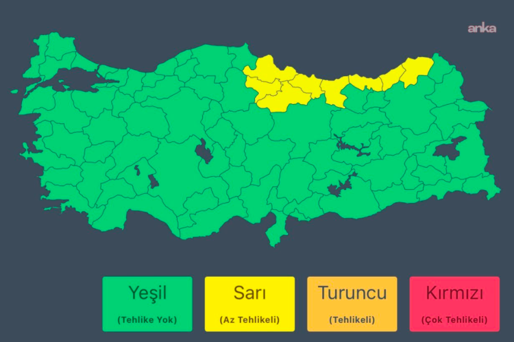 Meteoroloji’den Doğu Karadeniz’in doğusu için kuvvetli yağış uyarısı