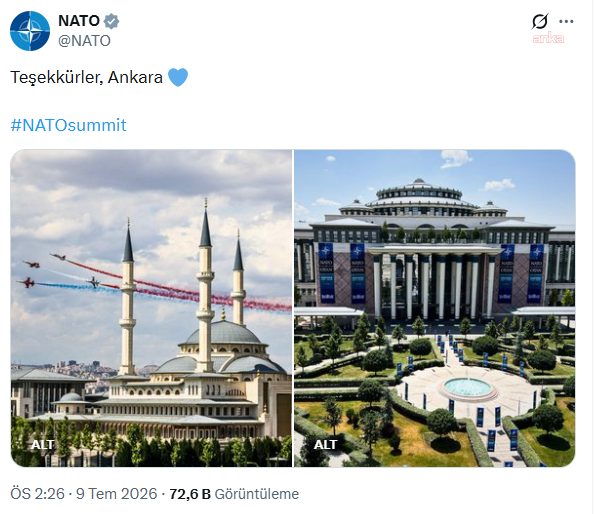 NATO’dan Ankara’ya teşekkür paylaşımı