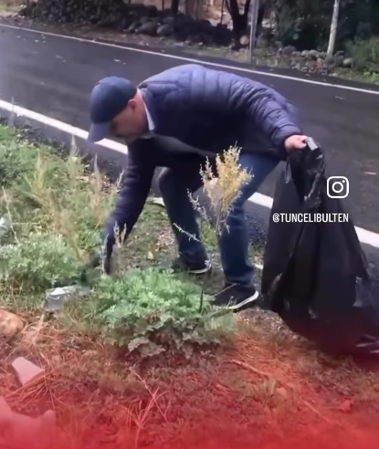 Ovacık’ta doğaya atılan çöpler tepki çekti… Muhtar çöpleri topladı